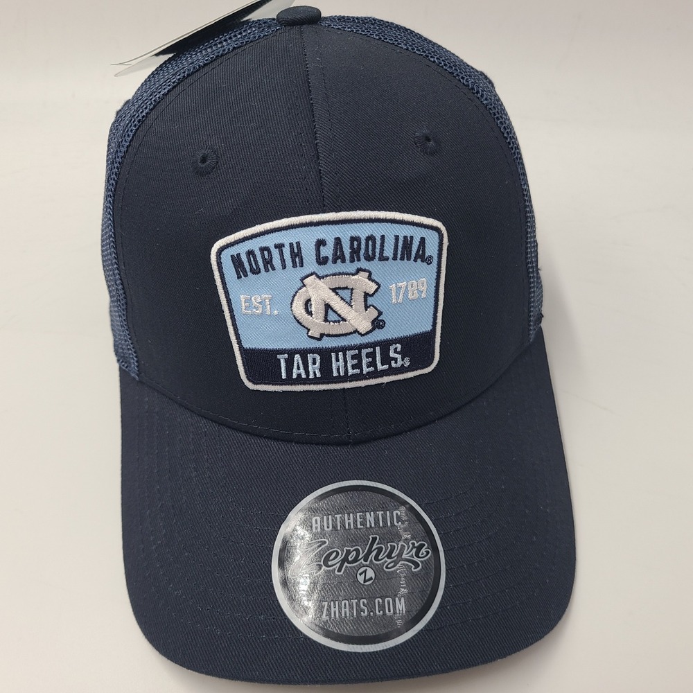 North Carolina Tar Heels Hat Snapback Trucker Mesh Zephyr Blue NCAA UNC Logo Men